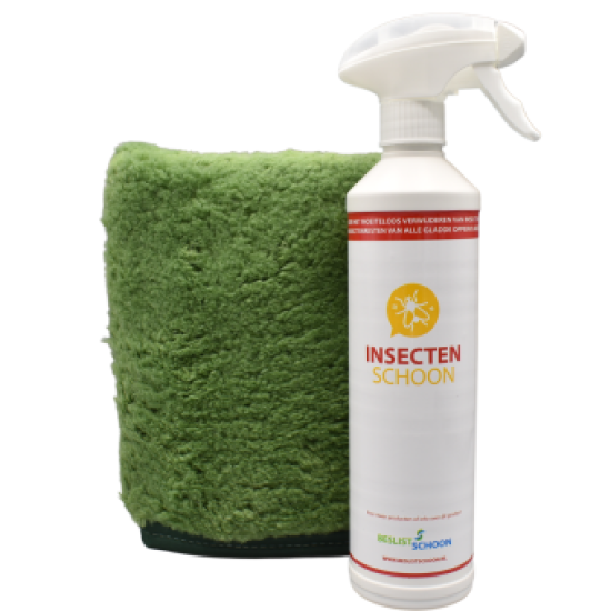 Actie Insectenschoon met groene handschoen